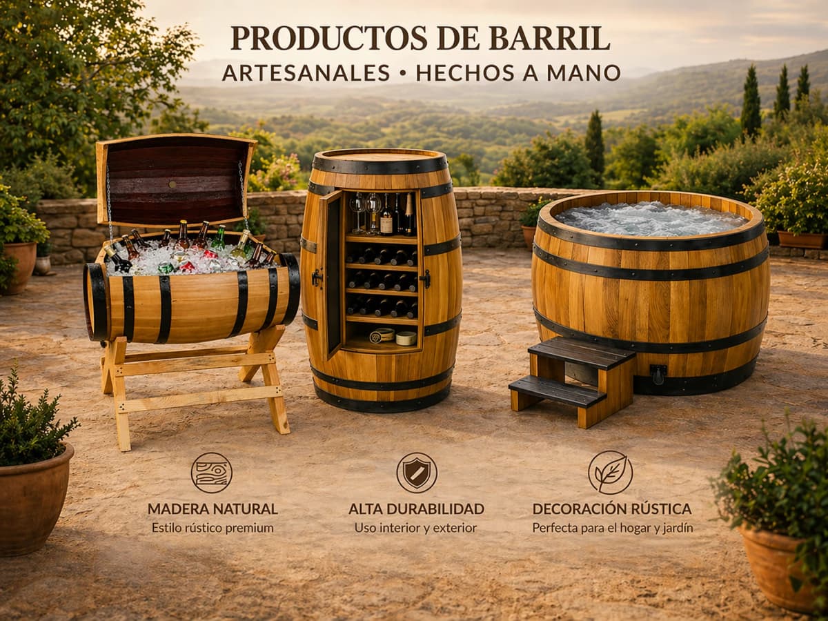 Coleccion de muebles de barril artesanales - hieleras, cavas y jacuzzis