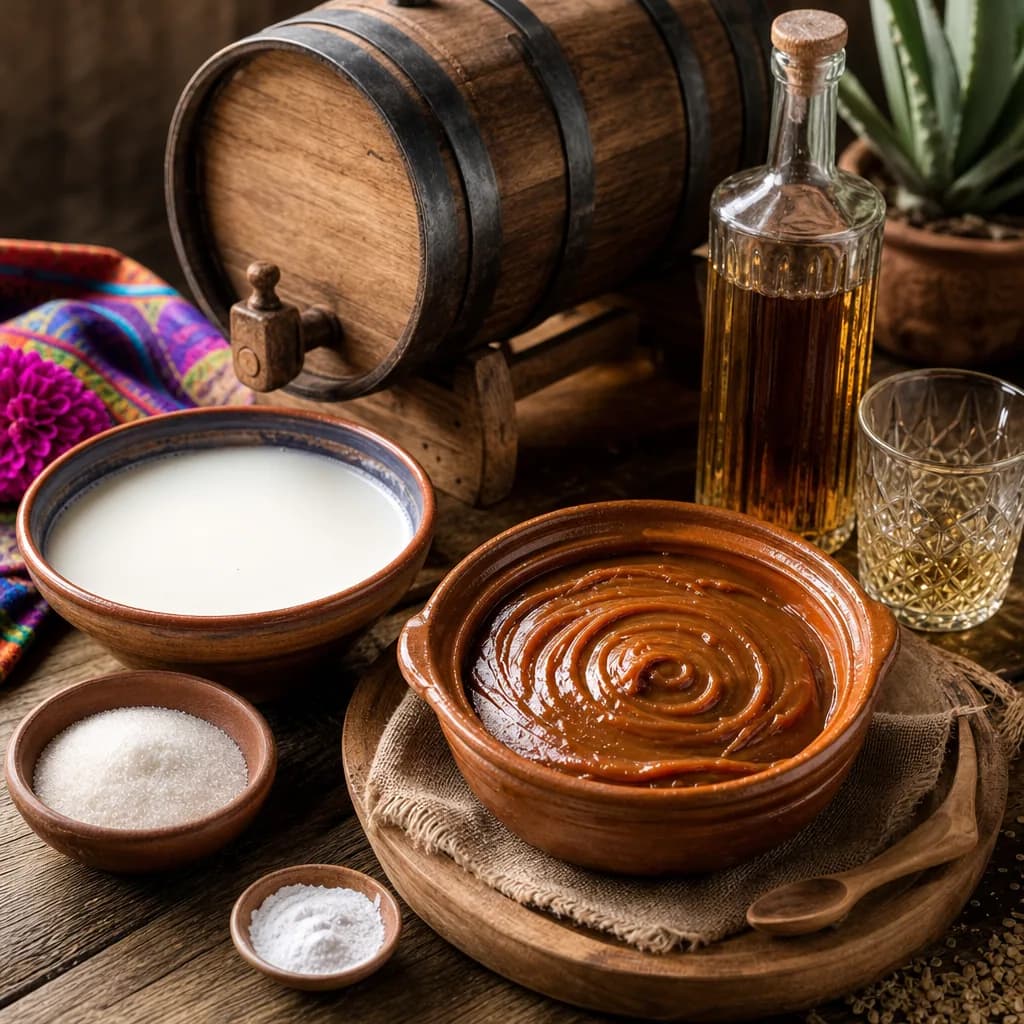 Cajeta quemada con tequila reposado y barril de roble