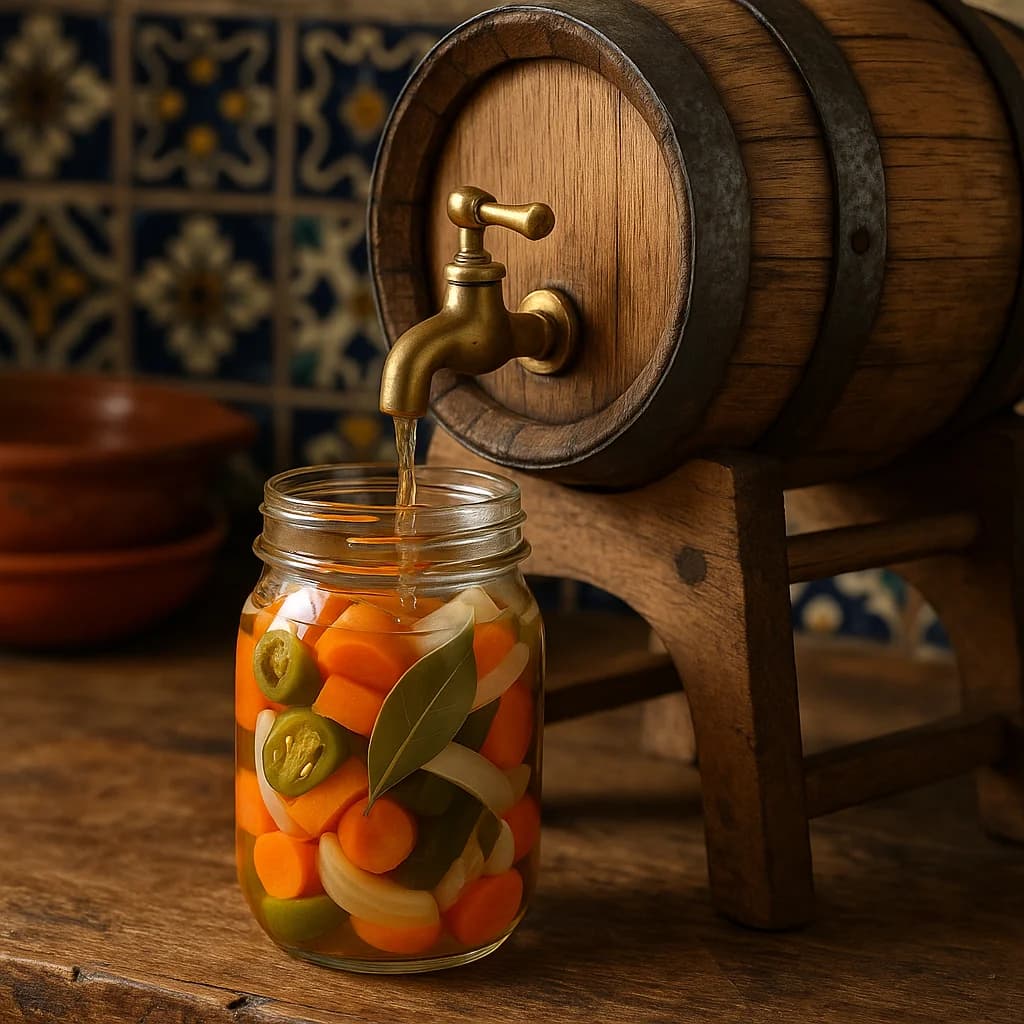 Receta zanahorias escabechadas con jalapeños conservadas 6 semanas en barrica de roble, escabeche mexicano