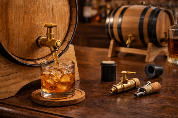 Accesorios para barriles de roble: bases de madera, grifos y tapas