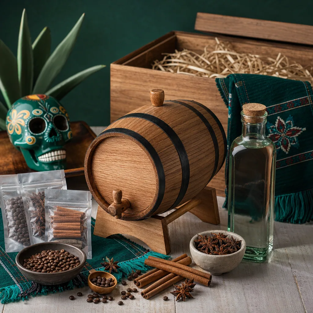 Kit Mezcal Infusionado 5L — Mezcal con café de Chiapas, canela mexicana o frutos rojos. Receta del Lab Mezcalero.