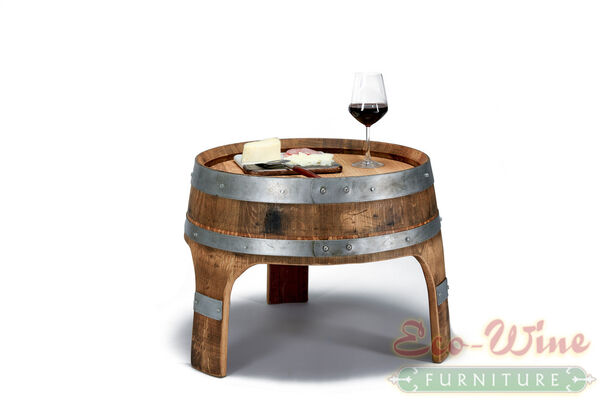 Mesa de comedor hecha con barril de roble reciclado