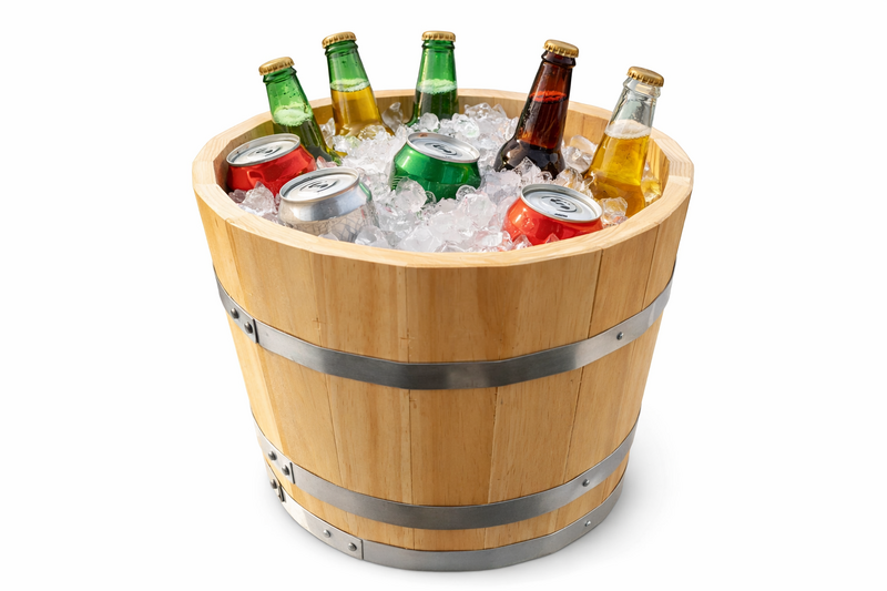 Tina de madera premium 45cm para nieve de garrafa