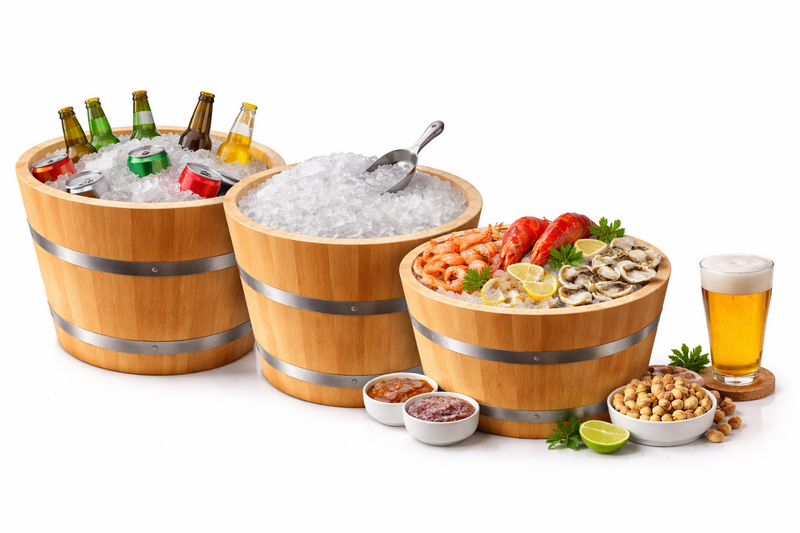 Tinas de madera artesanales en tres tamanos