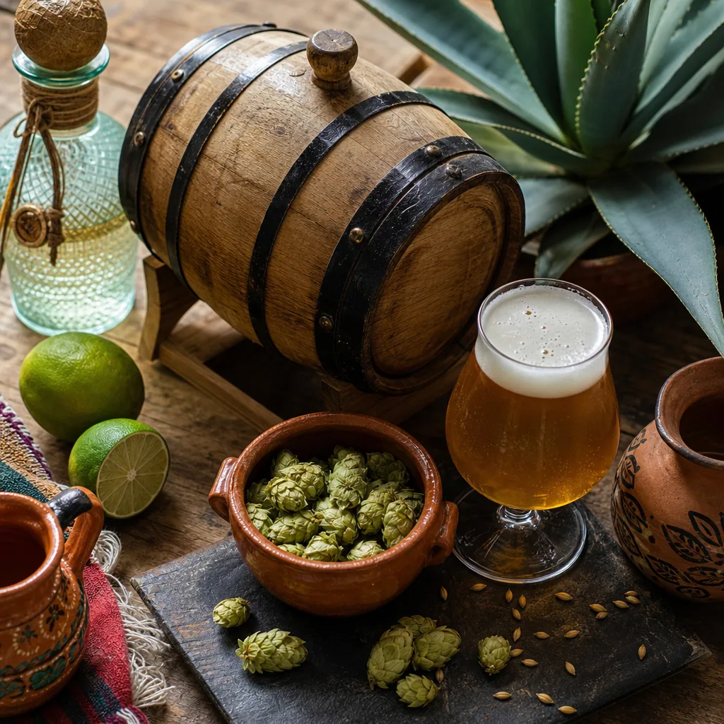 Pale Ale dorada barrel aged en barril ex-tequila reposado, espuma blanca con notas cítricas y agave, experimento Lab Cervecero