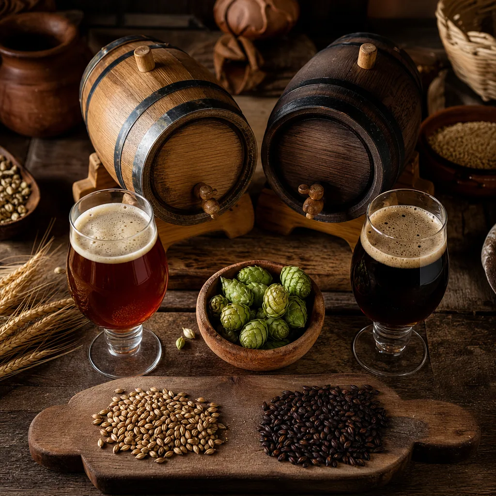 Brown Ale en barril de roble con tostado medio comparada con tostado fuerte, experimento Lab Cervecero variable tostado