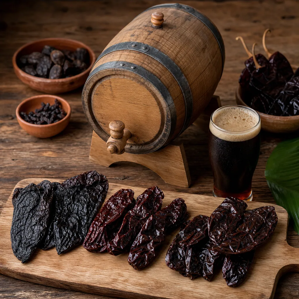 Cerveza con chiles pasilla ancho mulato en barril de roble Lab Cervecero México