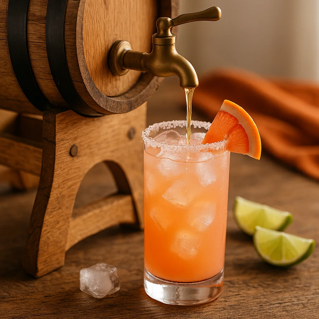Receta Paloma con tequila reposado casero añejado 2 meses en barril de roble 5L, coctel mexicano gourmet