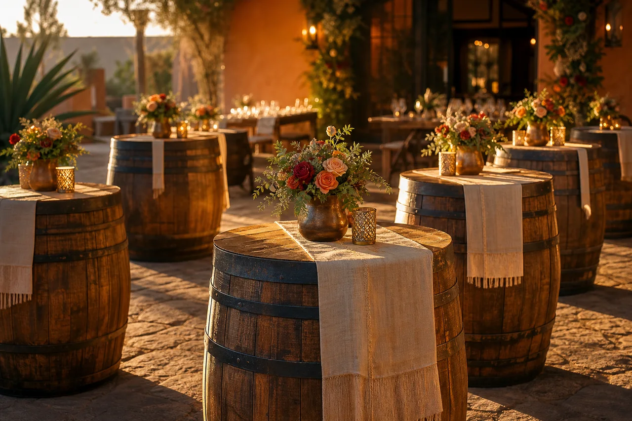 Renta de Mesas de Barril (Cocktail Tables) — Desde $1,500/día
